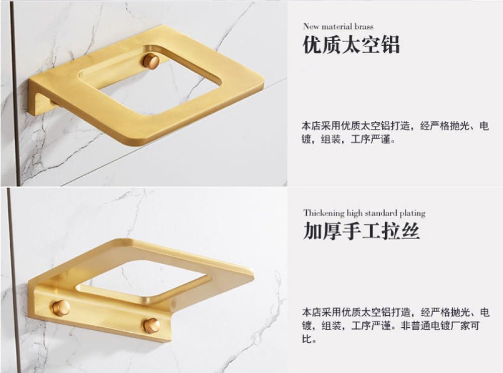 Golden Towel Rack Towel Bar Gold Stainless Steel Hardware Set,Robe Hook,Toilet Brush Cup Holder Soap Dish Bathroom Accessories,Toilet Brush