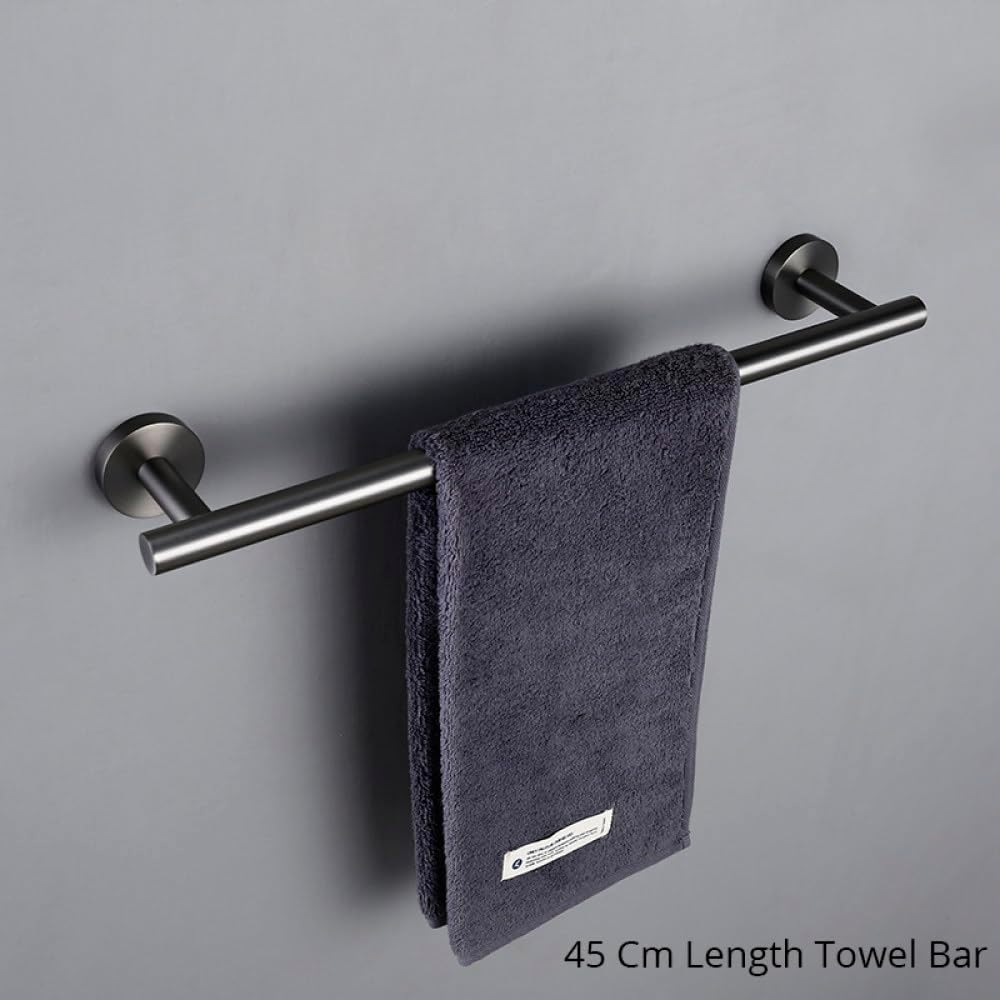 Stainless Steel Bathroom Accessories Hardware Set Towel Rack Toilet Roll Paper Holder Bar Hanger Hook Brushed,Gumetal Towel Bar