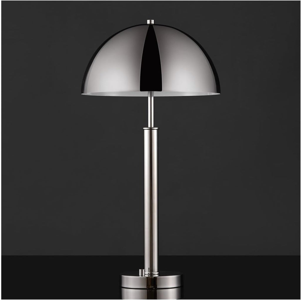 SAFAVIEH Couture Lighting Collection Harvey Modern Metal Dome Nickel 26-inch Bedroom Living Room Home Office Desk Nightstand Table Lamp (LED Bulb Included)