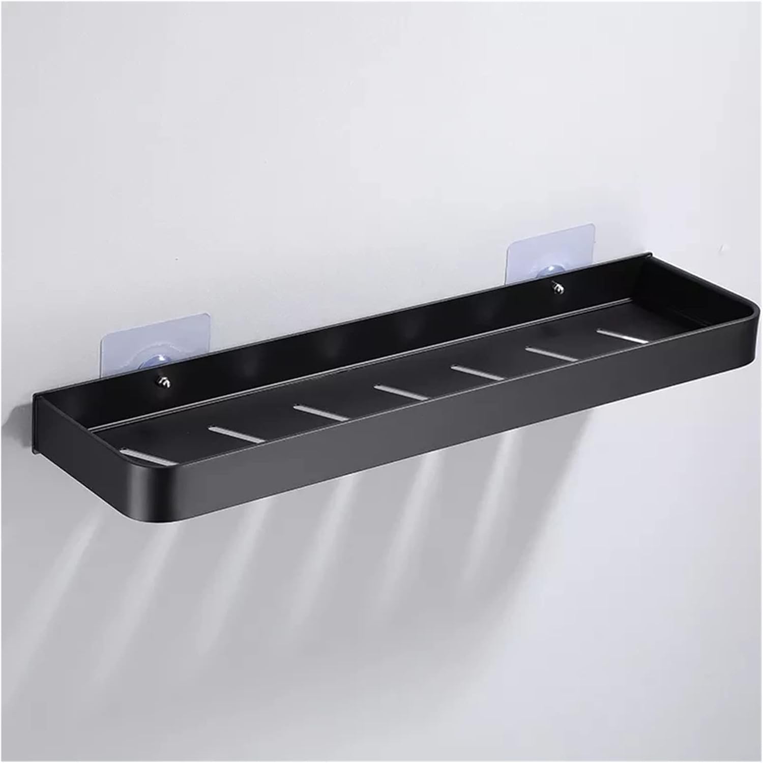 Bathroom Shelf Bath Shower Shelf Aluminum Black Bathroom Corner Shelf Wall Mounted Black Kitchen Storage Holder with (D 1)