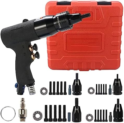 Pneumatic Hydraulic Rivet Nut Gun Pneumatic Riveter Automatic Rivet Nut Gun with 5PCS Metric Mandrels, Pop Rivet Nut Gun (#10)