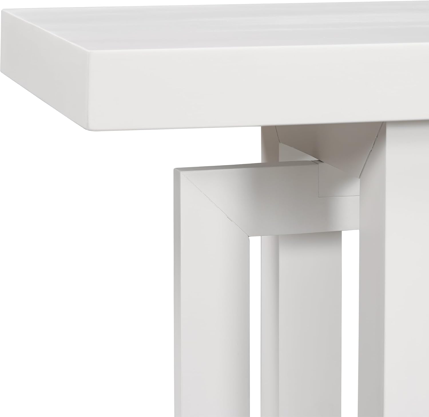Merax Wood Entryway Console Table, Modern Line Frame with Industrial Concrete Top, for Living Room/Hallway/Foyer, White
