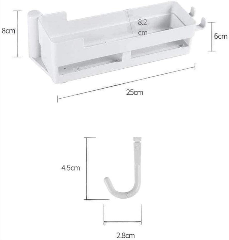 Bathroom Corner Shelf,Wall-Mounted Drain Rack,Adhesive Shower Caddy with 4 Hooks,Bath Storage Holder Basket Kitchen Storage Organizer No Drilling