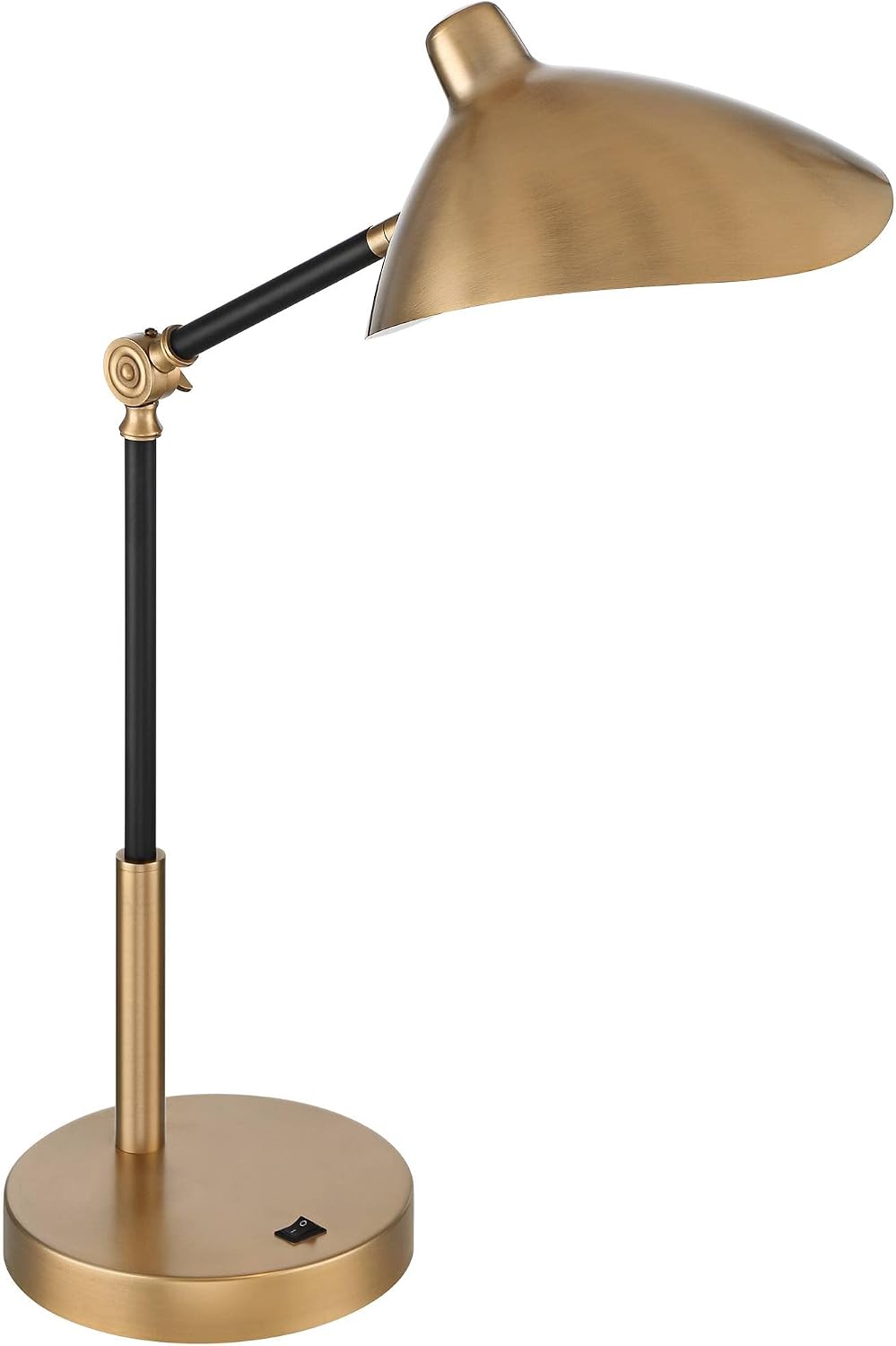 360 Lighting Colborne Mid Century Modern Industrial Desk Table Lamp LED with USB Charging Port 28' Tall Antique Brass Black for Living Room Bedroom House Bedside Nightstand Home Office