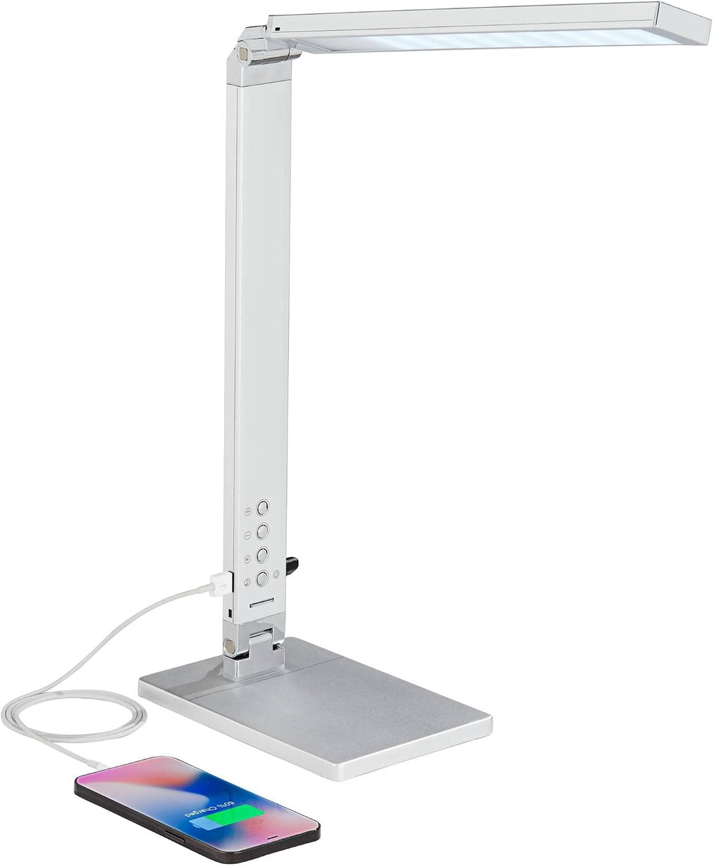 360 Lighting Jett Modern Desk Table Lamp 16 1/2' High with USB Charging Port and Nightlight LED Silver Aluminum Touch On Off Dimmer for Bedroom House Bedside Nightstand Home Office Reading