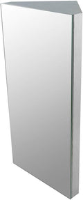 Renovator's Supply Corner Medicine Cabinet Stainless Steel Mirrored Door Polished Triple Shelf Wall Mount Rustproof,Silver