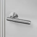 Buster and Punch Door Handle Set Privacy Cross Knurl in Steel