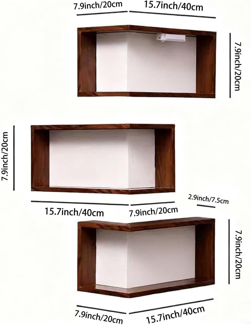 Smart Corner Shelves That Light Up Your Space, Floating Shelves with Led Lights, Floating Shelf with Light, Wooden Corner Shelves, with Lamp & Display Rack, for Display & Decor (With Lights-5PCS)