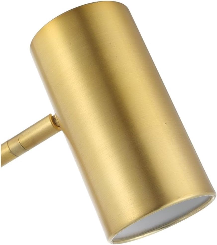 BOWERY HILL 1-Light Coastal Metal Desk Lamp, Cylinder Shade, Brushed Gold Finish, Adjustable Arm, Contemporary Transitional Style, 24.5' H x 25.75' W x 7.5' D, Functional Lighting for Home Office or