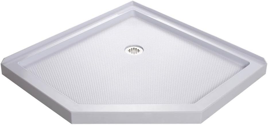 DreamLine 36 in. x 36 in. x 76 3/4 in. H Neo-Angle Shower Base and QWALL-4 Acrylic Corner Backwall Kit in White, DL-6044C-01