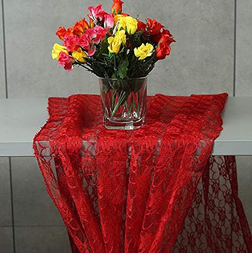 VDS Table Runner Lace Runner for Wedding Reception Party Table Decoration 27 x120 Inch (Pack of 15 Apple Red)
