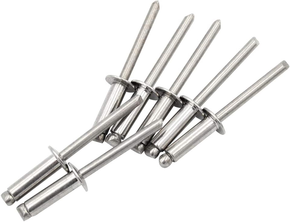 1000pcs Stainless Steel Open Type Blind Rivet Pop Rivet Domed Head 3/16'x1/4',4.8x7mm Diameter DIN 7337 ISO 15977