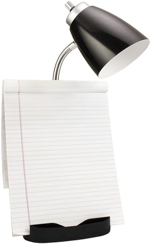 Simple Designs LD1056-BLK Gooseneck Organizer Desk Lamp with iPad/Tablet Stand or Book Holder and USB Port, Black (Pack of 5)