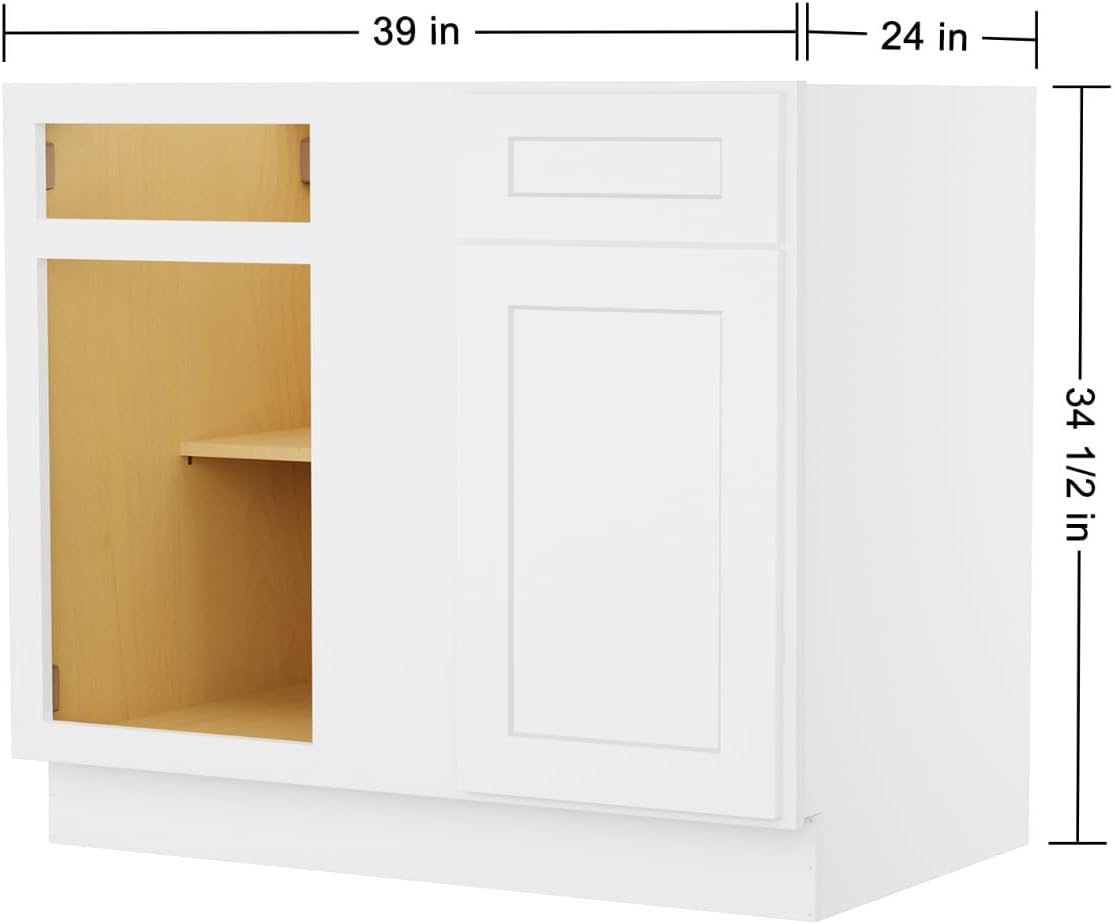 Furinno Shaker Blind Bases Kitchen Cabinet, Ready to Assemble, 24 D x 39 W x 34.5 H, White
