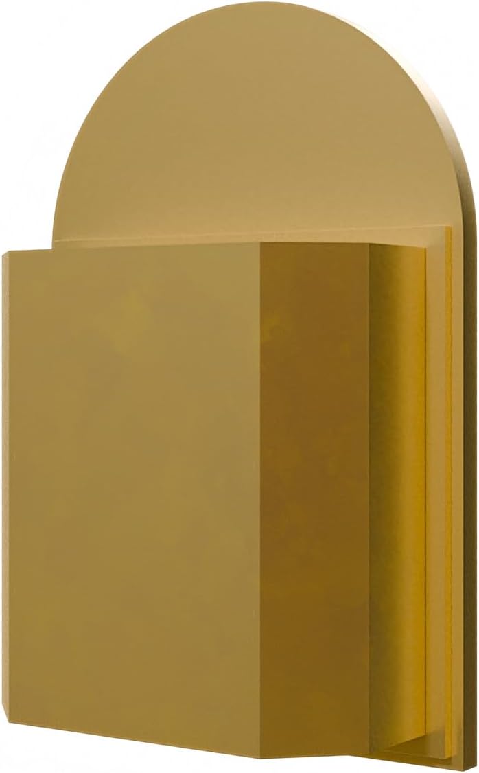 18x24 Inch Metal Corner Medicine Cabinet with Arched Mirror, Matte Gold, Adjustable Tempered Glass Shelves, Space-Saving Wall-Mounted Bathroom Storage Organizer for Small Bathrooms