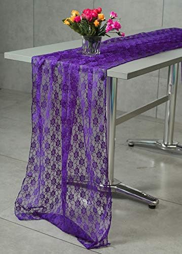VDS Table Runner Lace Runner for Wedding Reception Party Table Decoration 27 x120 Inch (Pack of 15 Cadbury Purple)