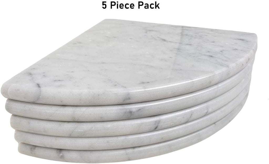 Tenedos 9'' X 9'' Round Edge Bianco Carrara Premium Corner Shower Shelf Piece Both Sides Polished (5)