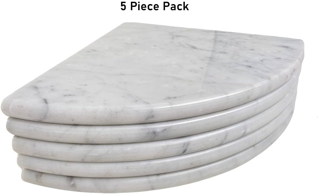 Tenedos 9'' X 9'' Round Edge Bianco Carrara Premium Corner Shower Shelf Piece Both Sides Polished (5)