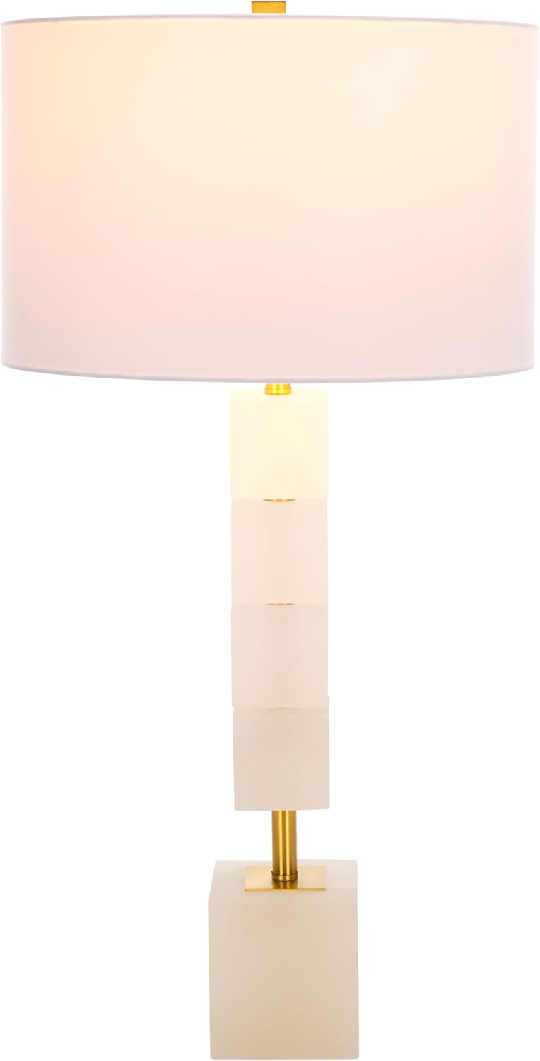 SAFAVIEH Couture Lighting Collection Johnny Alabaster/Gold 30-inch Bedroom Living Room Home Office Desk Nightstand Table Lamp (LED Bulb Included)