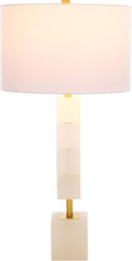 SAFAVIEH Couture Lighting Collection Johnny Alabaster/Gold 30-inch Bedroom Living Room Home Office Desk Nightstand Table Lamp (LED Bulb Included)