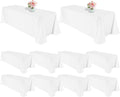 10 Pack Polyester Tablecloths, White 90 x 156 Inch Polyester Table Cloth for 8 Foot Rectangle Tables, Stain and Wrinkle Resistant Washable Fabric Table Cover for Wedding Banquet Restaurant Party