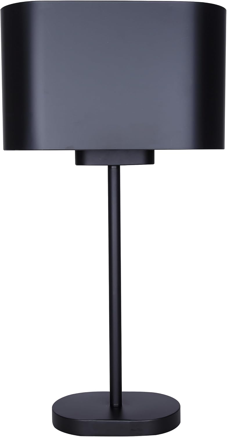 Canarm Kov 1-Light Table Lamp, 24-inch Minimalist Design with Matte Black Finish Metal Shade and Rotary Switch for Bedroom, Living Areas or Office