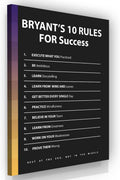 Bryant 10 Rules For Success Motivational Wall Art Office Decor Canvas Print, Black Mamba Mentality, Basketball Player Gift, Sports Gym Art (40' x 30' in)
