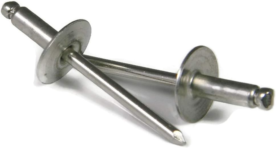 Aluminum Pop Rivets Large Flange 3/16 inch Diameter (#6LF) Bulk Quantity Box (6-8LF, 3/16 x 1/2 Grip (0.376-0.500) - 2,500pcs)