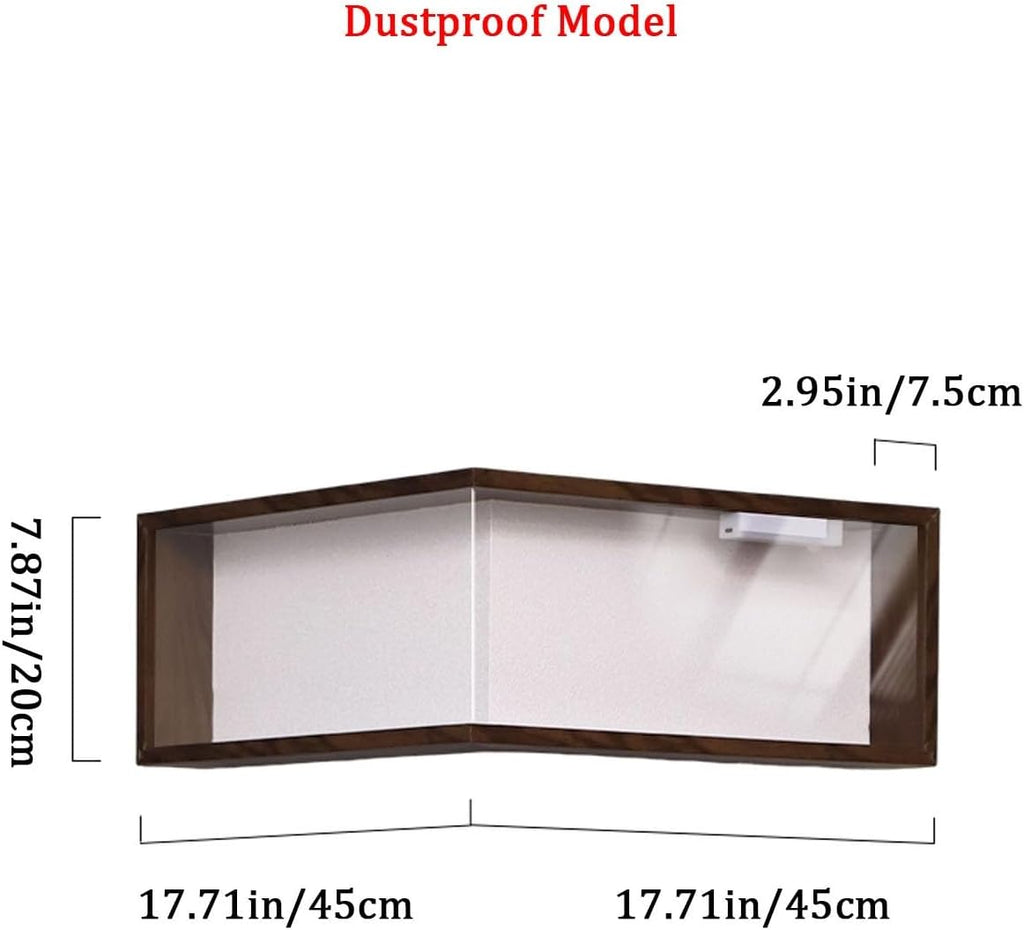 Wall Mounted Corner Shelf - Floating Shelves Save Space with Light Corner Display Shelf Stand Dustproof Storage, Heavy Duty Floating Shelves with LED Lights
