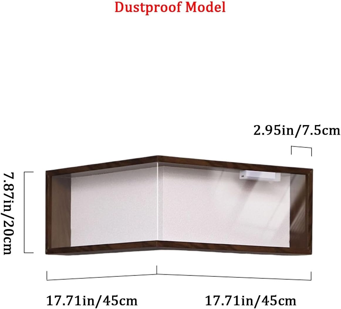 Wall Mounted Corner Shelf - Floating Shelves Save Space with Light Corner Display Shelf Stand Dustproof Storage, Heavy Duty Floating Shelves with LED Lights