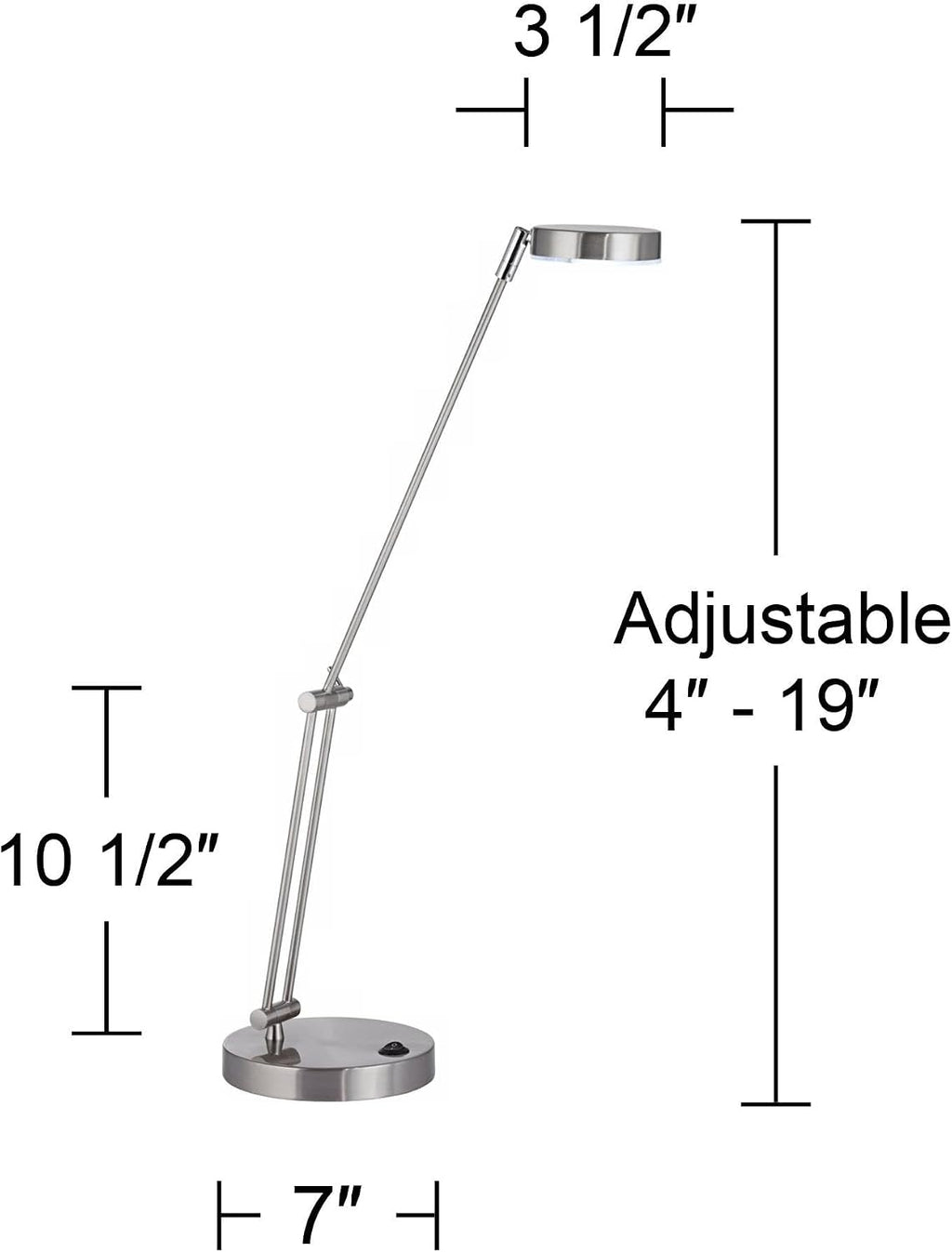 360 Lighting Jarrett 19' High Small Modern Desk Lamps Set of 2 Adjustable LED Silver Satin Nickel Finish Metal Shade Home Office Living Room Bedroom Bedside Nightstand House Reading Kitchen