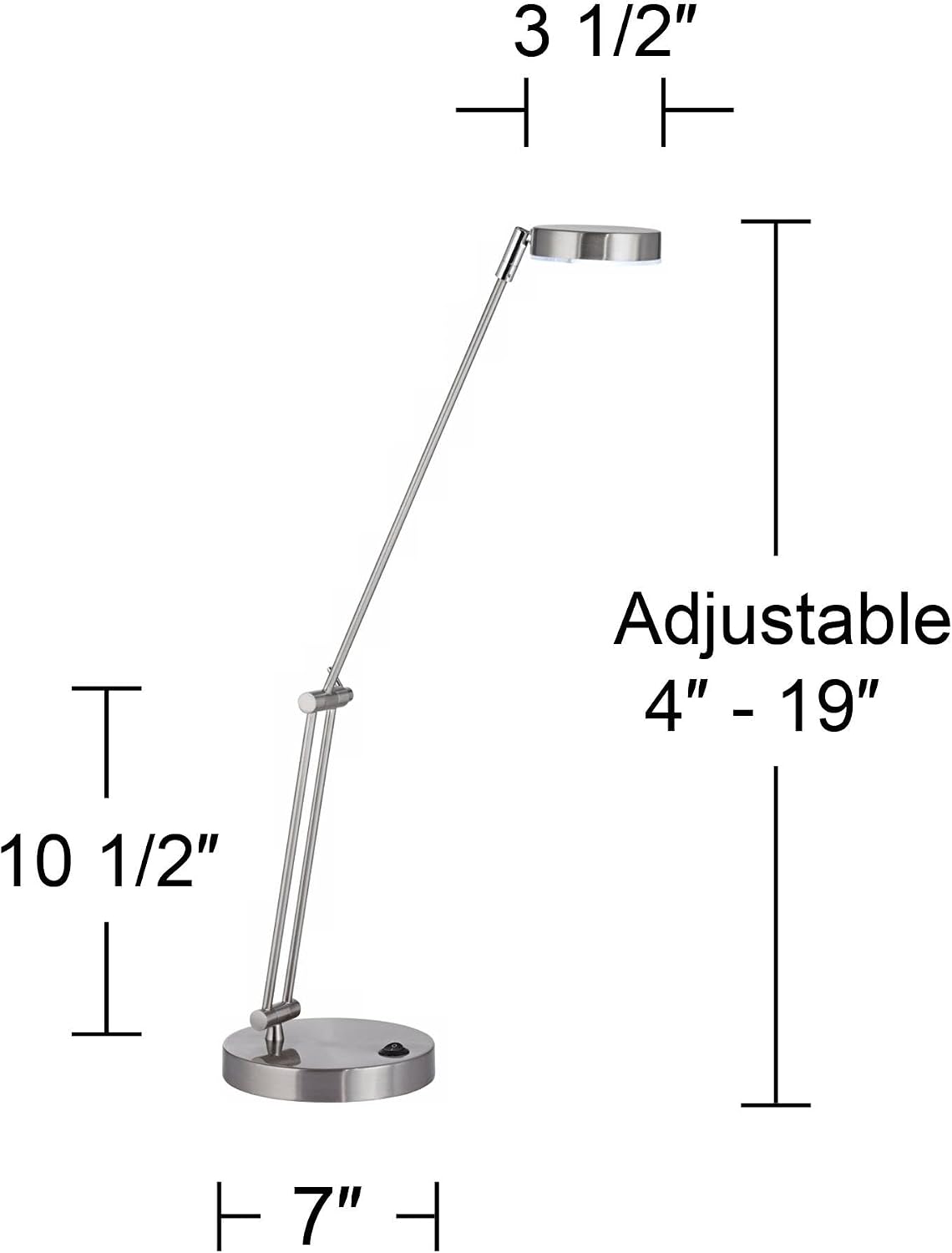 360 Lighting Jarrett 19' High Small Modern Desk Lamps Set of 2 Adjustable LED Silver Satin Nickel Finish Metal Shade Home Office Living Room Bedroom Bedside Nightstand House Reading Kitchen