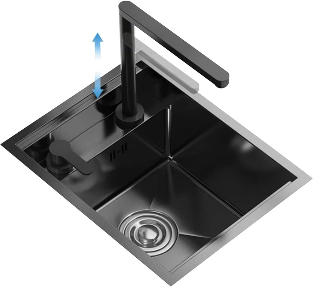 Kitchen Sinks, Single Bowl Rv Hidden Sink Small Single Bowl Sink Built-in Sink Kitchen Pantry Bar Sink Space Saving (30 * 45 * 22Cm