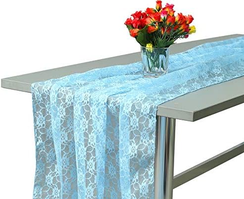 VDS Table Runner Lace Runner for Wedding Reception Party Table Decoration 27 x120 Inch (Pack of 15 Babay Blue)