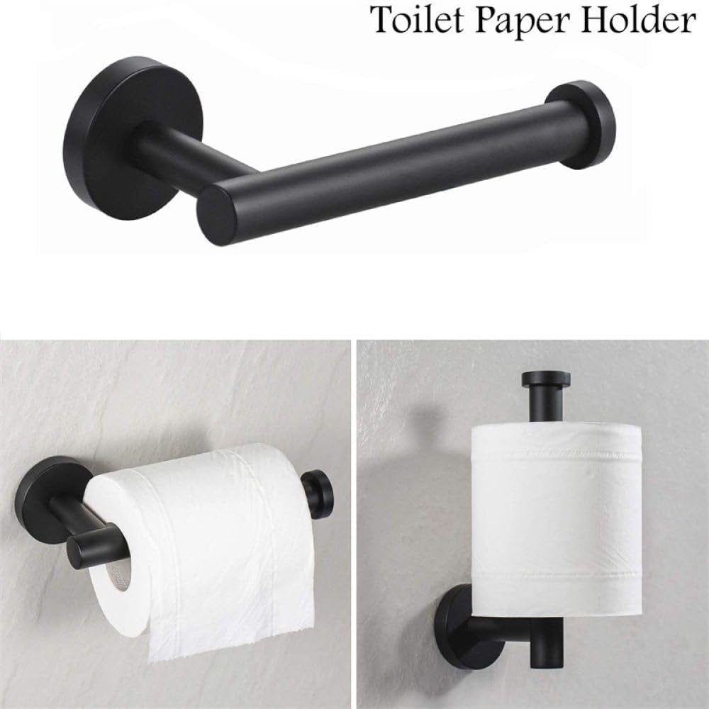 Stainless Steel Bathroom Hardware Set Robe Hook Towel Rail Bar Rack Bar Shelf Toilet Paper Holder Bathroom Accessories Sets,6pcs A Set Black,1