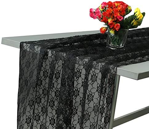 VDS Table Runner Lace Runner for Wedding Reception Party Table Decoration 27 x120 Inch (Pack of 15 Black)