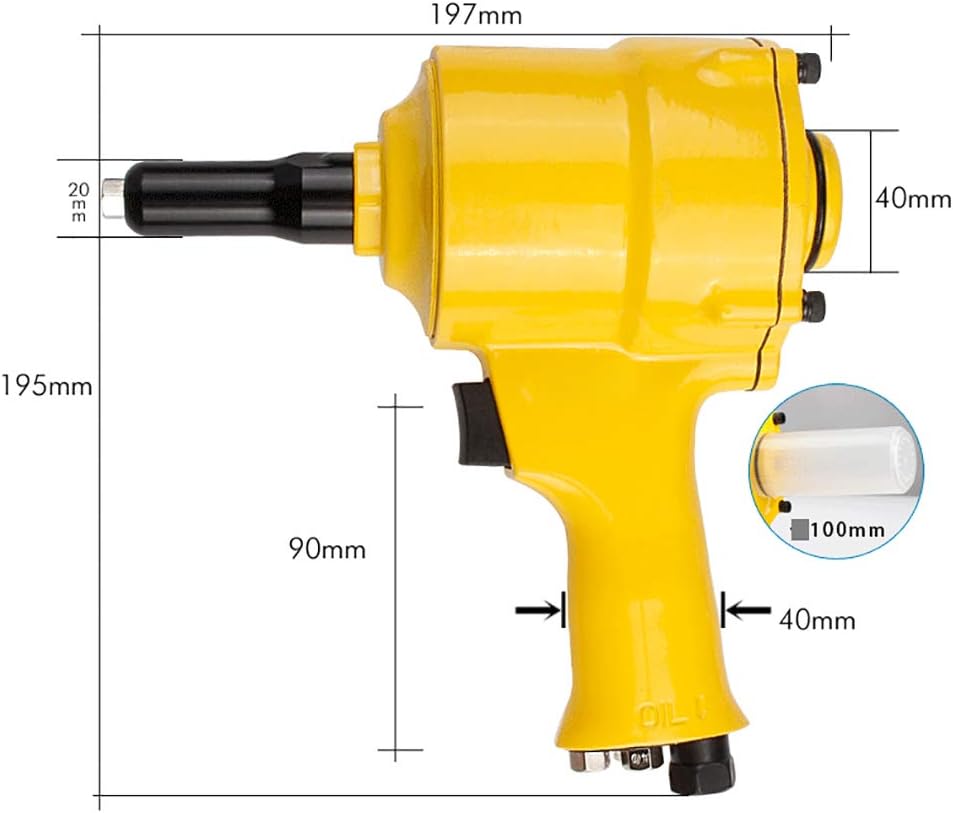 NEWTRY Professional Pneumatic Rivet Gun Air Riveting Tool Rivet Nut Setting Kit Air Power Tool Pop Rivet Gun Automatic Nail Suction (UL-501E)