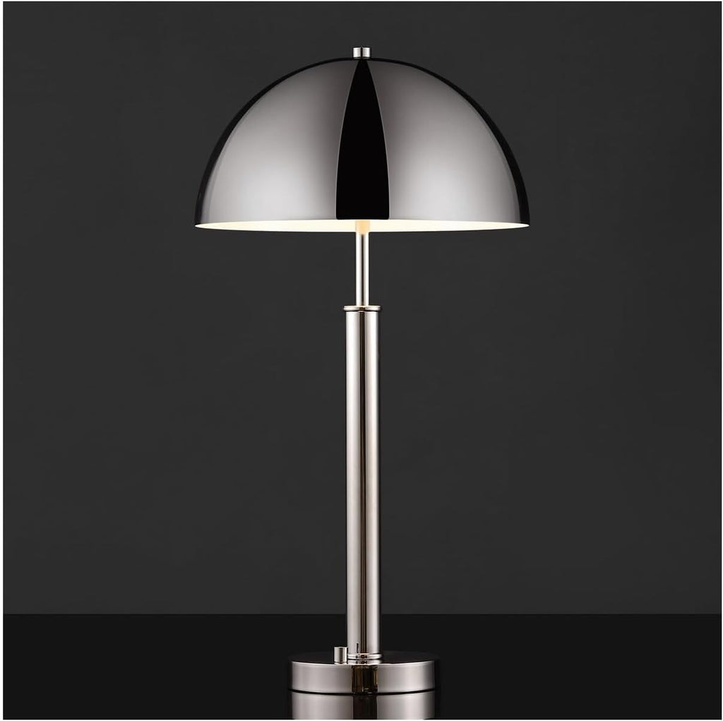 SAFAVIEH Couture Lighting Collection Harvey Modern Metal Dome Nickel 26-inch Bedroom Living Room Home Office Desk Nightstand Table Lamp (LED Bulb Included)