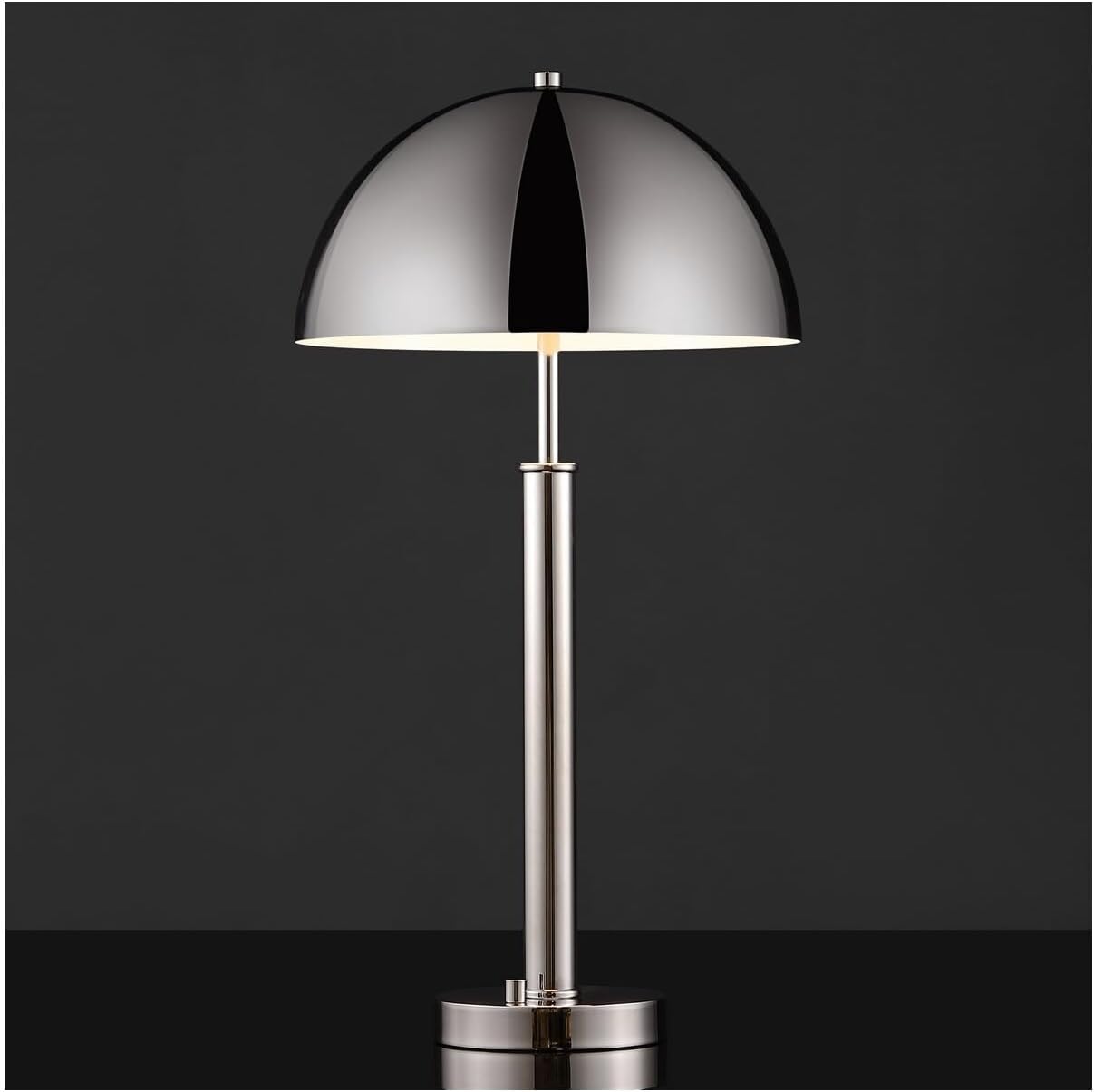 SAFAVIEH Couture Lighting Collection Harvey Modern Metal Dome Nickel 26-inch Bedroom Living Room Home Office Desk Nightstand Table Lamp (LED Bulb Included)