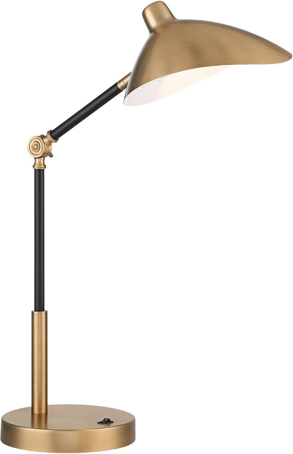 360 Lighting Colborne Mid Century Modern Industrial Desk Table Lamp LED with USB Charging Port 28' Tall Antique Brass Black for Living Room Bedroom House Bedside Nightstand Home Office