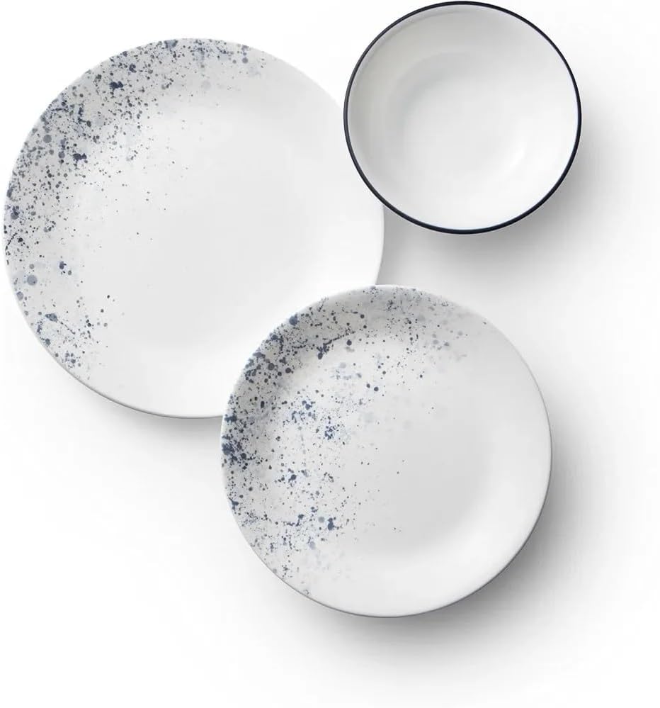 18-Piece Service for 6 Dinnerware Set Lightweight Round Plates and Bowls Family Hotel Tableware