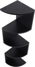 Modern Style Wooden 5-Tier Wall-Mounted Corner Shelf Black, Creative Home Storage Rack for Living Room Bedroom Kitchen, Decorative Floating Bookshelf Organizer