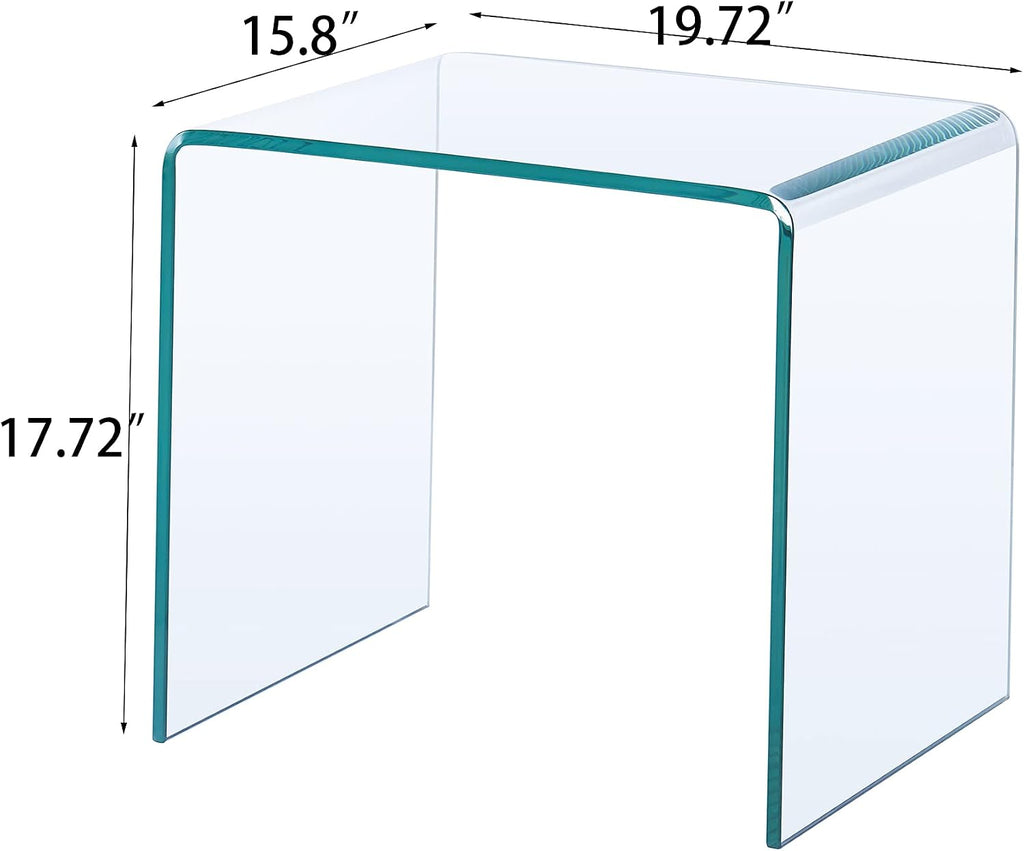 Modern Glass Nightstand End Table, N-Shaped Small Side Tables, Modern Rectangle Small Nightstand for Living Room 19.72' x 15.8' x 17.72'H