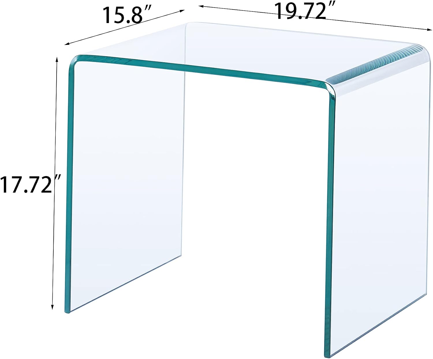 Modern Glass Nightstand End Table, N-Shaped Small Side Tables, Modern Rectangle Small Nightstand for Living Room 19.72' x 15.8' x 17.72'H
