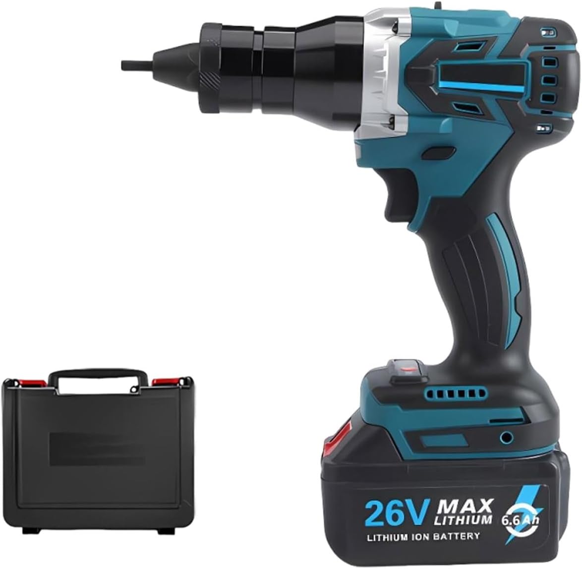 Automatic Riveter Portable Cordless Rivet Gun, Brushless with 26v 6600mah Battery, Pop Rivet Insert Installation for Stainless Steel/Aluminum Rivet Nuts(6.6Ah)