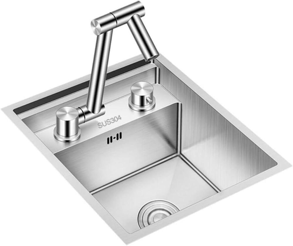 Kitchen Sinks, Single Bowl Concealed Stainless Steel Sink on Countertop Small Size Single Bowl Sink Dishwashibasin at Bar (45 * 32 * 23Cm