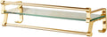 Glass Bathroom Shelf with Hand Towel Bar, Floating Glass Rectangular Wall Mounted, Tempered Glass Shelf for Bathroom, Toilet, Room Decor, Gold (40CMCH)