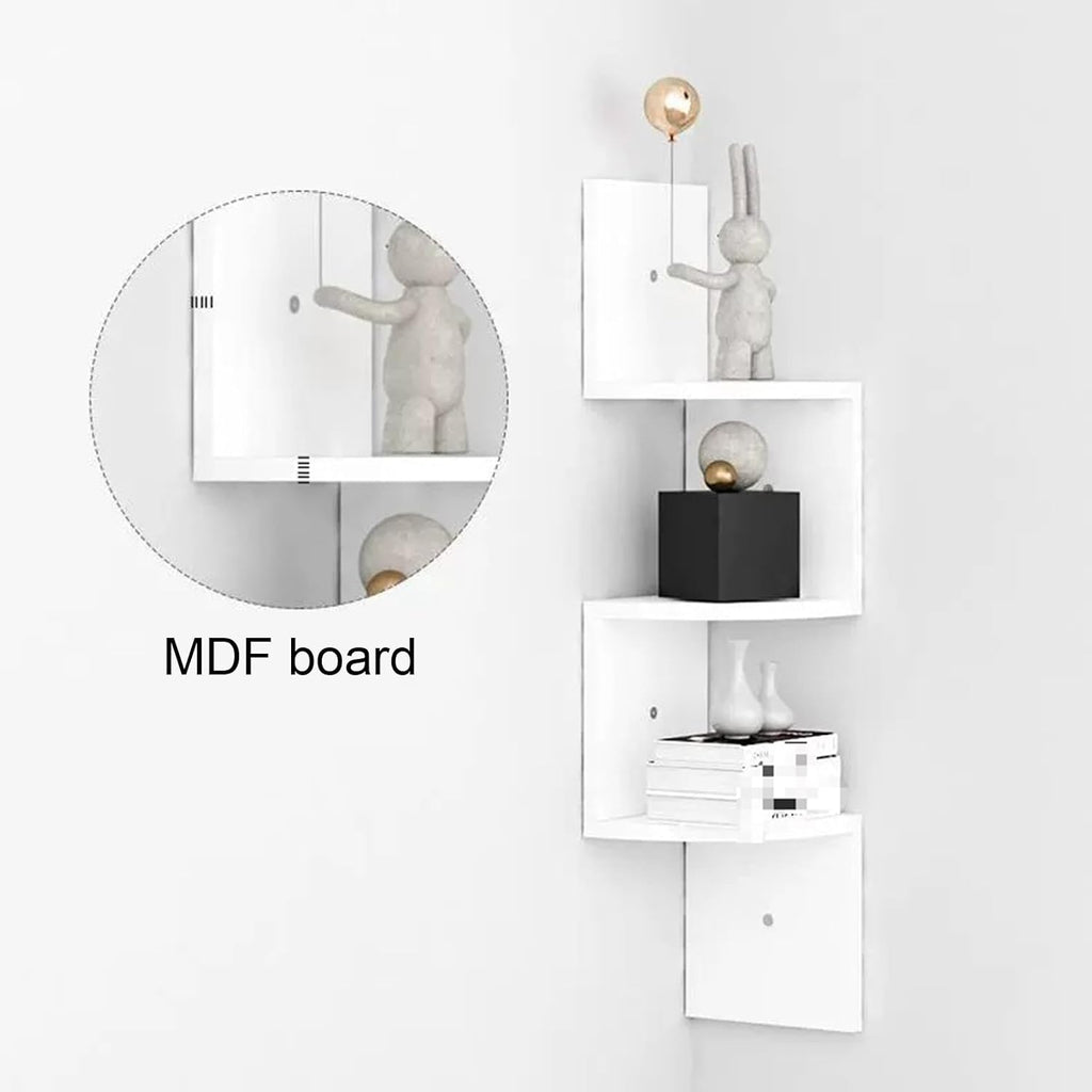 Kitchen Shelves, 5-Tier Corner Shelf, Wall Mounted Floating Bookshelf for Bedrooms, Bathrooms, Kitchens, Offices, Living Rooms, Fit 90-Degree Wall Corners (A 5 Tier)