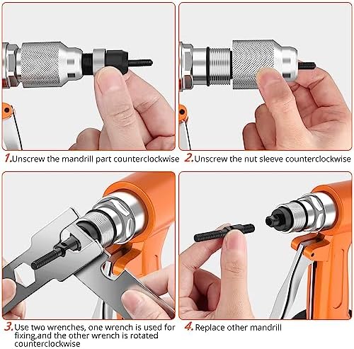 Pneumatic Rivet Nut Gun Hydraulic Air Riveter Blinding Riveting Nuts Tool with 5PCS Metric Mandrels M4 M5 M6 M8 M10, Pop Rivet Nut Gun Riveting Machine