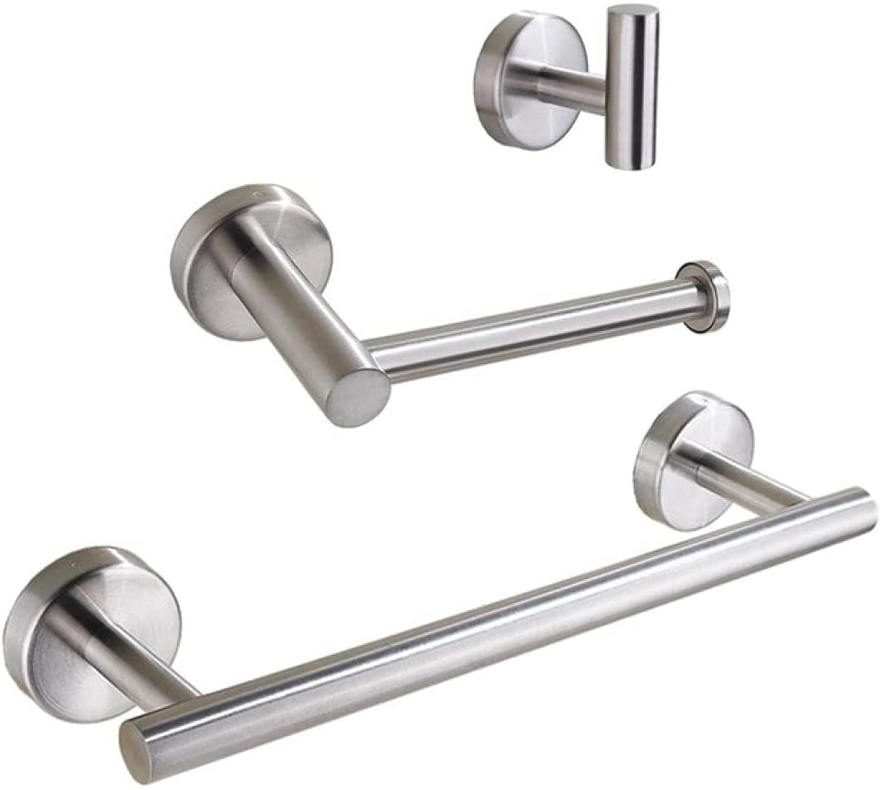 Stainless Steel Bathroom Hardware Set Robe Hook Towel Rail Bar Rack Bar Shelf Toilet Paper Holder Bathroom Accessories Sets,3pcs A Set Sliver,1